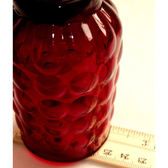 4 Anchor Hocking Bubble Ruby Juice Glasses 3.5" vtg red glassware 6oz - Picture 9 of 9